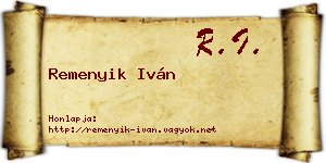 Remenyik Iván névjegykártya